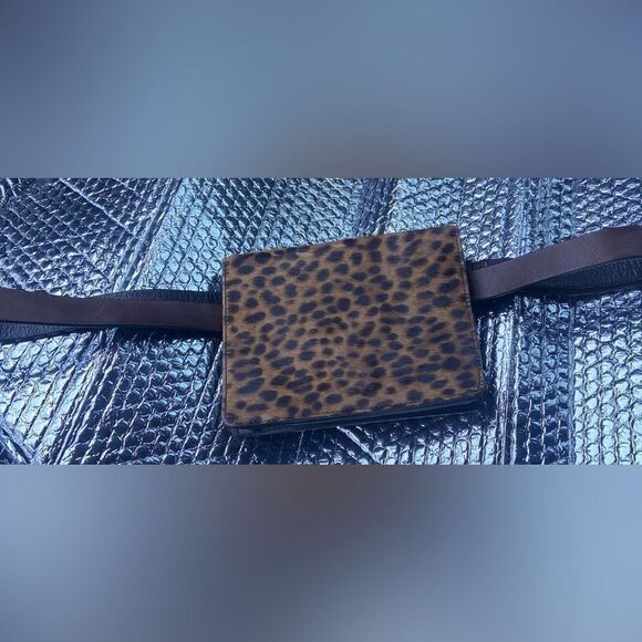 J. Jill Belt Bag XL Brown Leopard Print Calf Hair Leather - Picture 2 of 8